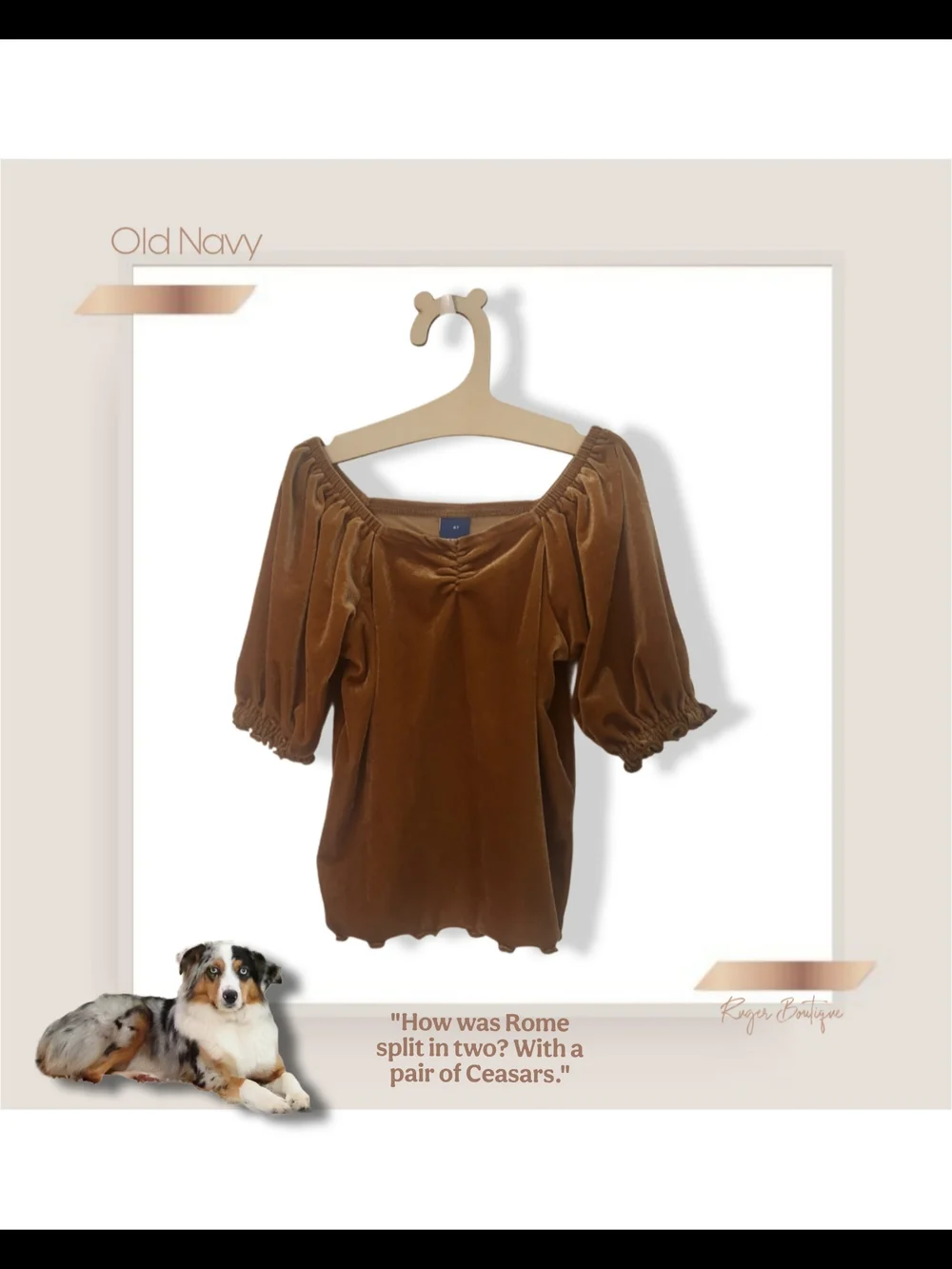 🌿Old Navy | 4T Tan Velvet Puff Sleeve Top Boho Cottagecore
